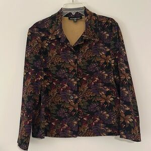 Vintage Briggs New York Purple Floral Blazer Lightweight with Long Sleeves